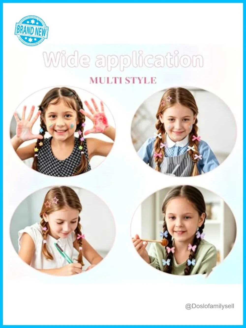 Soft Elastic Hair Ties Multicolor Hair Bobbles Set with Mini Clips 1000pcs
